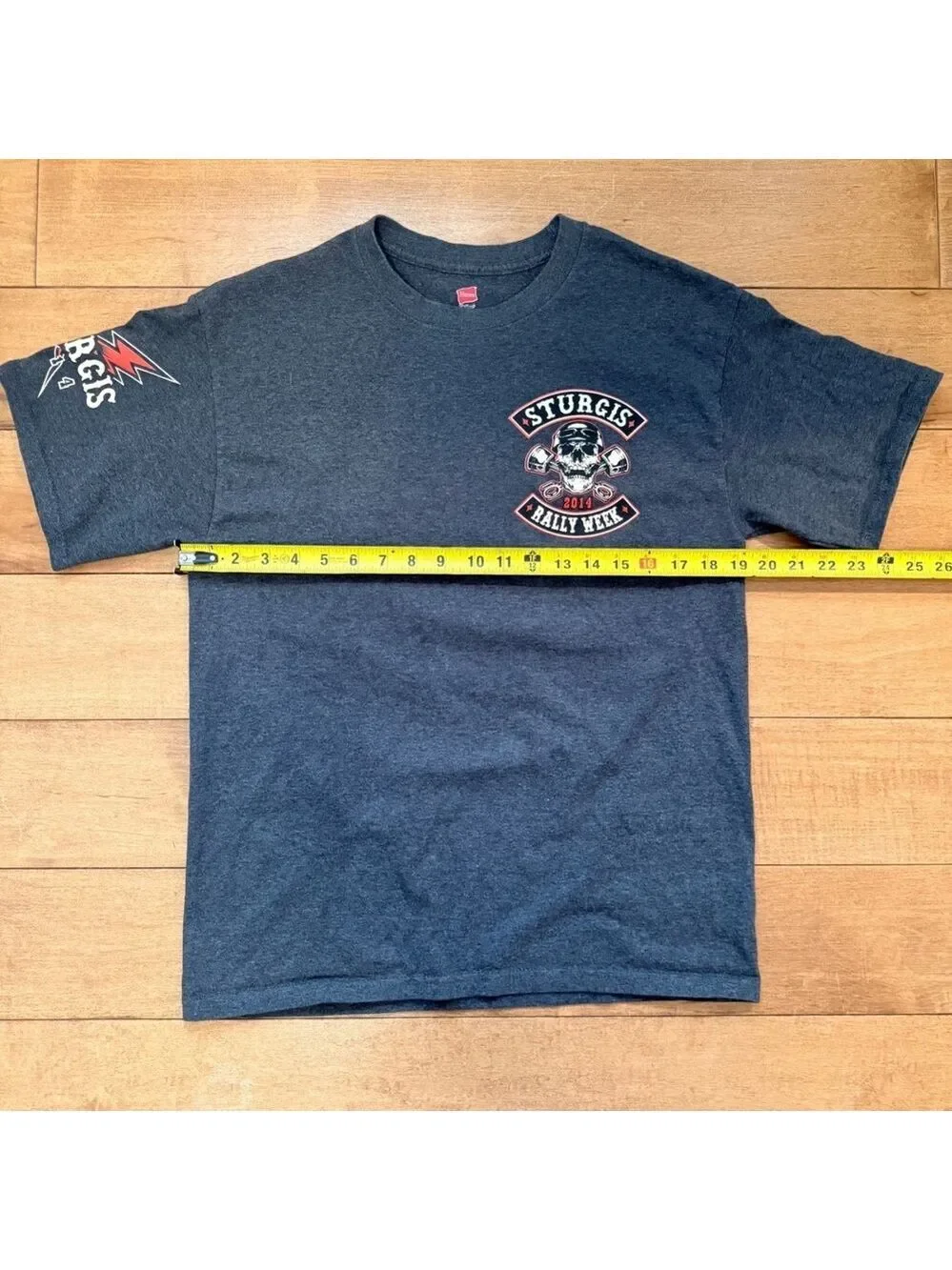 Vintage Hanes Sturgis 2014 74th‎ Anniversary Rally Week Graphic Tee Medium Gray